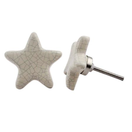 Cream Star Crackle Ceramic Knob